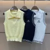Luxus Chanel Weste Gelb Strick Bestickt Luxus