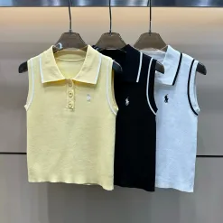 Bestseller Ralph Lauren Weste Gelb Strick Bestickte Kollektion