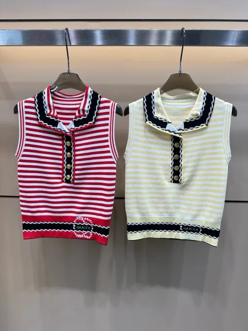 Hochwertige Gucci Weste im Goldstrick-Monogramm-Stil