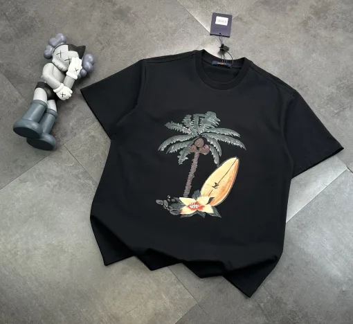 Premium Louis Vuitton Kurzarm Schwarz Klassischer Stil
