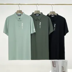 Hochwertiges Fila Kurzarmshirt aus schwarzer Seide, atmungsaktiv