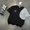 Hochwertige Dior Kurzarm-Patchwork-Kollektion aus schwarzer Baumwolle