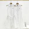 Luxus Ralph Lauren Ärmelloses weißes Baumwoll-Stickerei-Luxus