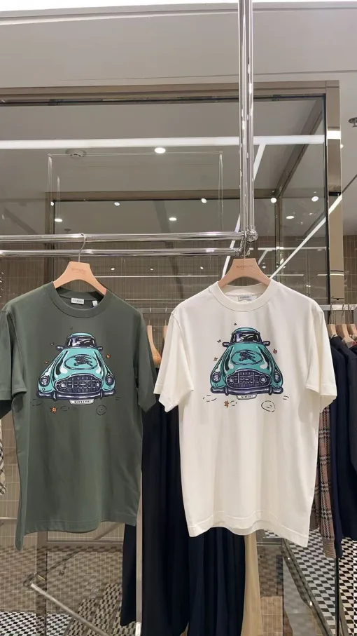 Premium Qualität Burberry Kurzarm Grün Baumwolle Klassischer Stil