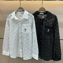 Luxus-Dior-Hemd im weißen bestickten Stil