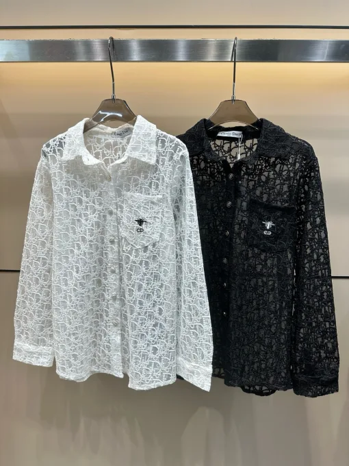 Luxus-Dior-Hemd im weißen bestickten Stil
