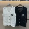 Luxus Chanel Weste Weiß Strick Bestickt Luxus