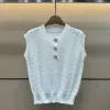 Luxus Chanel Weste Weiß Strick Logo Luxus