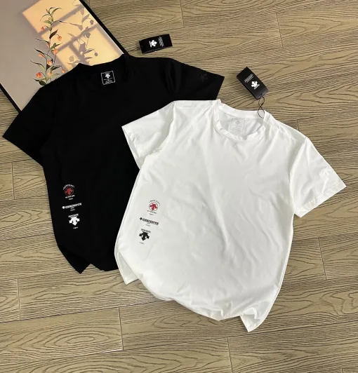Bestseller Descente Kurzarm Schwarz Baumwolle Atmungsaktiv Stil