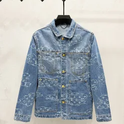 Premium Qualität Louis Vuitton Jacken Blue Denim Plaid Luxus