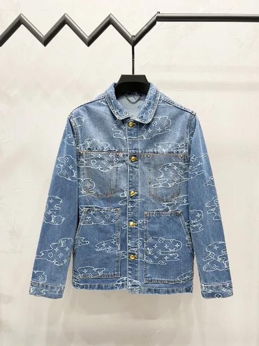 Premium Qualität Louis Vuitton Jacken Blue Denim Plaid Luxus