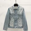 Meistverkaufte Louis Vuitton Langarm Blue Denim Logo Luxus