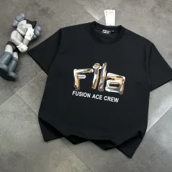 Hochwertiges Fila Kurzarmshirt Schwarz Logo Luxus
