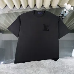 Premium Louis Vuitton Kurzarmhemd Schwarz Baumwolle Klassischer Stil