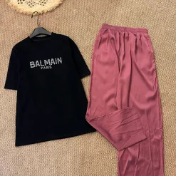 Luxus Balmain Kurzarm Strass Luxus