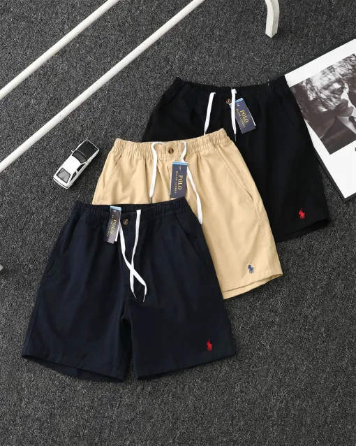 Hochwertige Ralph Lauren Shorts aus schwarzer Baumwolle mit Stickerei