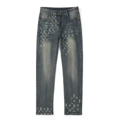 Luxus Louis Vuitton Jeans Leder gewaschen Luxus