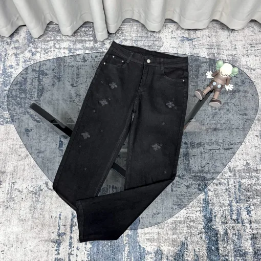 Hochwertige Gucci-Hose aus schwarzer Baumwolle, klassischer Luxus