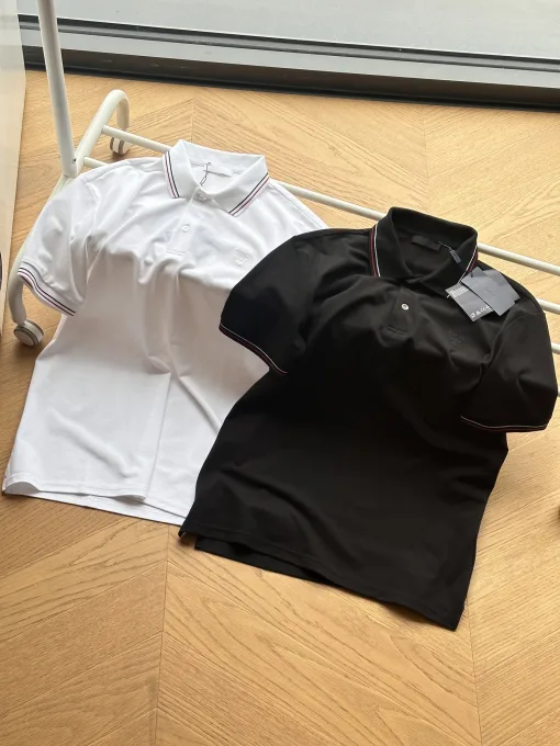 Premium Prada Kurzarm-Kollektion aus schwarzer Baumwolle mit Stickerei