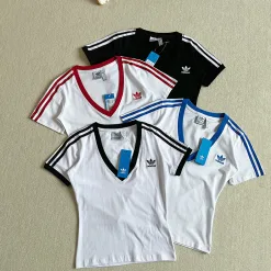 Luxus Adidas Kurzarm Schwarz Streifen Luxus