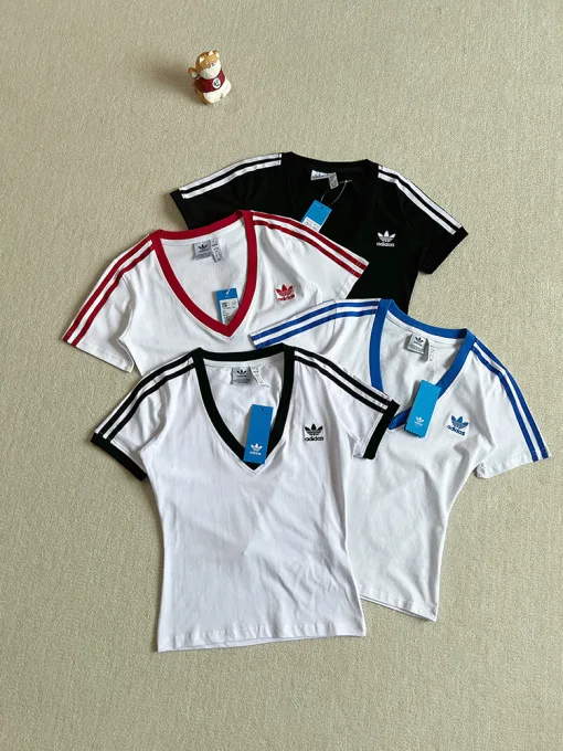 Luxus Adidas Kurzarm Schwarz Streifen Luxus