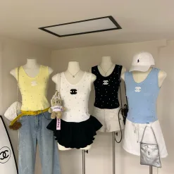 Chanel Weste in Premiumqualität, Gelb, Strickstickerei, Luxus