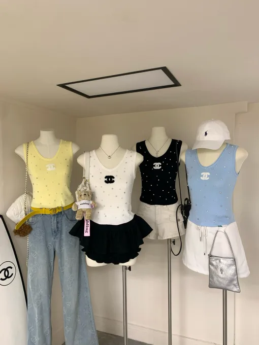 Chanel Weste in Premiumqualität, Gelb, Strickstickerei, Luxus