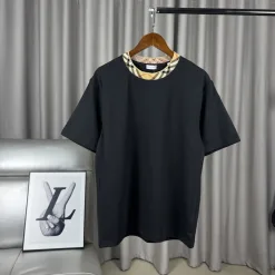 Luxus Burberry Kurzarm Schwarz Baumwolle Solid Luxus