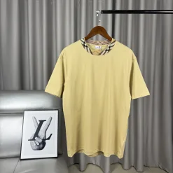 Premium Burberry Kurzarm Khaki Baumwolle Solid Kollektion