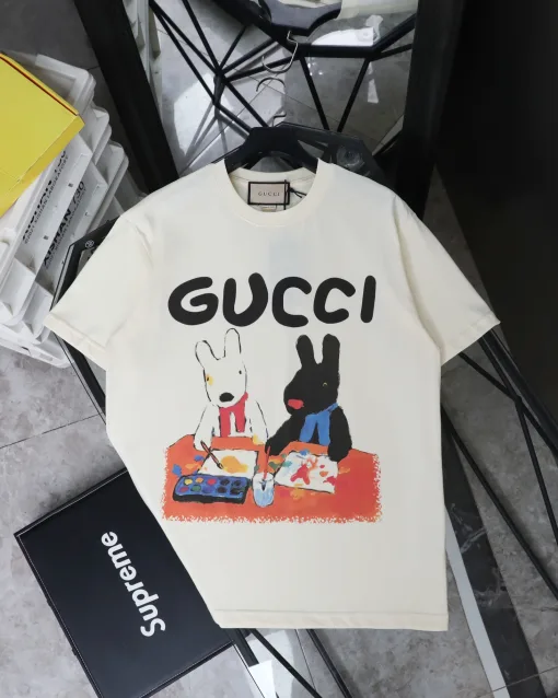 Premium Gucci Kurzarm Beige Print Luxus