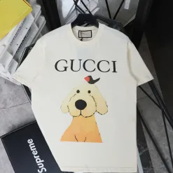 Hochwertiger Gucci Kurzarm-Beige-Washed-Style