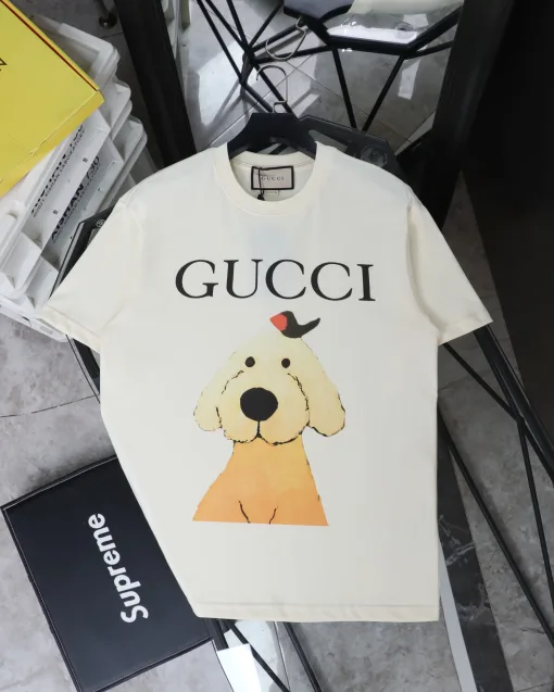 Hochwertiger Gucci Kurzarm-Beige-Washed-Style