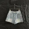 Meistverkaufte Chanel Shorts Gold Denim Bestickt Luxus