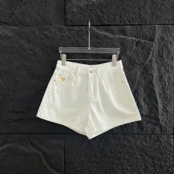 Premium Dior Shorts Weißer Denim Bestickter Luxus