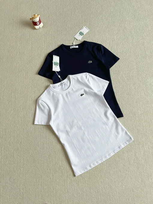 Premium Qualität Lacoste Kurzarm Weiß Baumwolle Solid Luxus