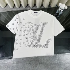Bestseller Louis Vuitton Kurzarmhemd Schwarz Baumwolle Logo Style