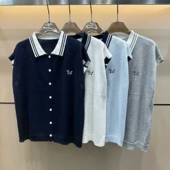 Luxuriöse Weste von Thom Browne, Marineblau, Strick, bestickt