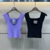 Premium Chanel Weste Lila Strick Bestickt Luxus