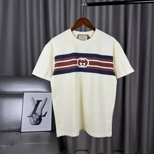 Hochwertiges Gucci Kurzarm-T-Shirt aus roter Baumwolle, klassische Kollektion