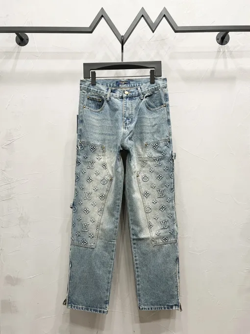 Luxus Louis Vuitton Jeans Blaues Logo Luxus