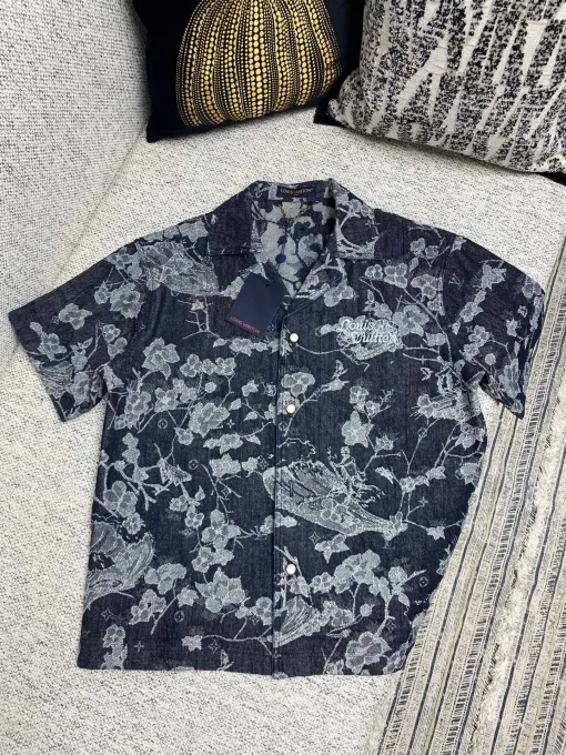 Luxus Louis Vuitton Kurzarm Denim Jacquard Luxus