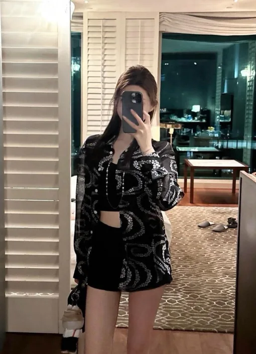 Premium Chanel Hemd Schwarz Print Kollektion