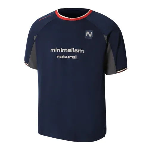 Hochwertige New Balance Kurzarm Blau Baumwolle Retro Luxus