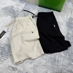 Luxus Ralph Lauren Shorts Schwarze Leinenstickerei Luxus