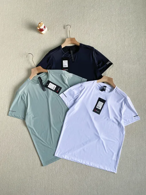 Luxus Lululemon T-Shirt Schwarz Seide Atmungsaktiv Luxus