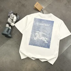 Premium Qualität Burberry Kurzarm Weiß Baumwolle Klassischer Stil