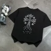 Luxus Chrome Hearts Kurzarm Schwarz Baumwolle Bestickt Luxus