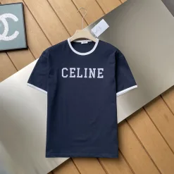 Hochwertige Celine Kurzarm Navy Stickerei Kollektion