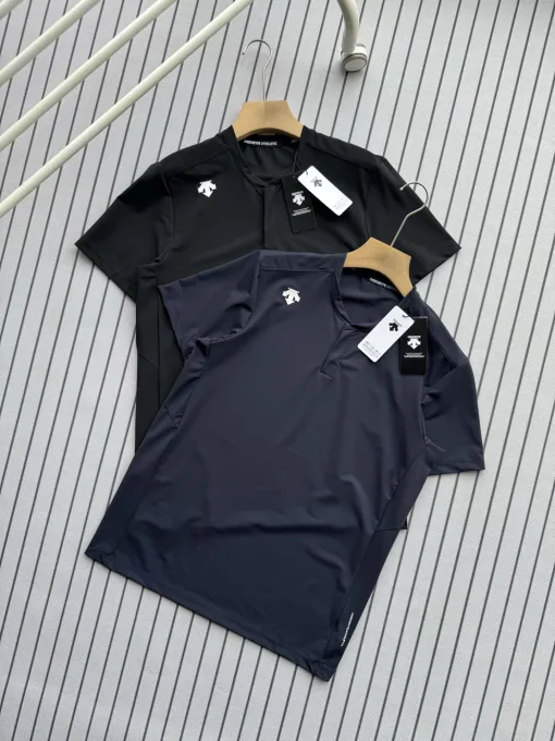 Luxury Descente Kurzarmhemden Schwarz Atmungsaktiv Luxus