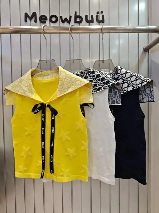 Hochwertige Dior Weste im Marineblau-Strick-Monogramm-Stil